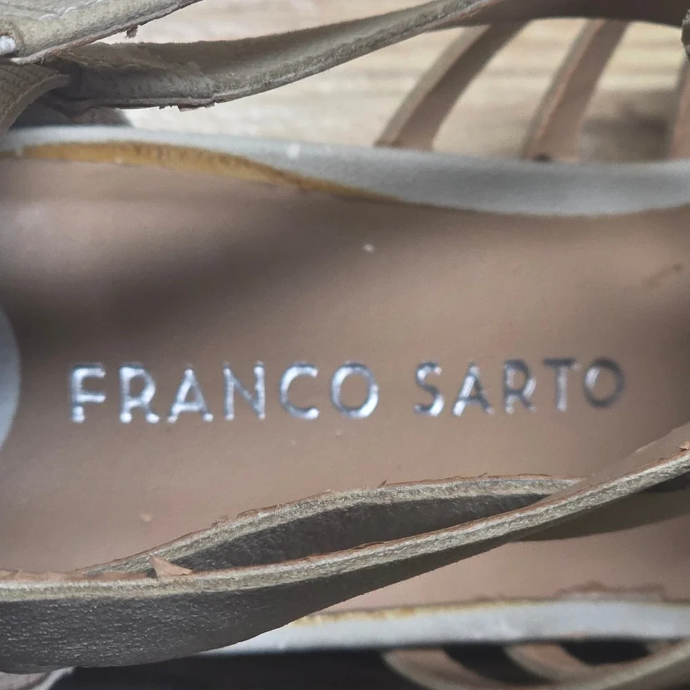 Franco‎ Sarto Uzeta Gladiator Wedge Sandals Women's Size 7.5 Beige Leather